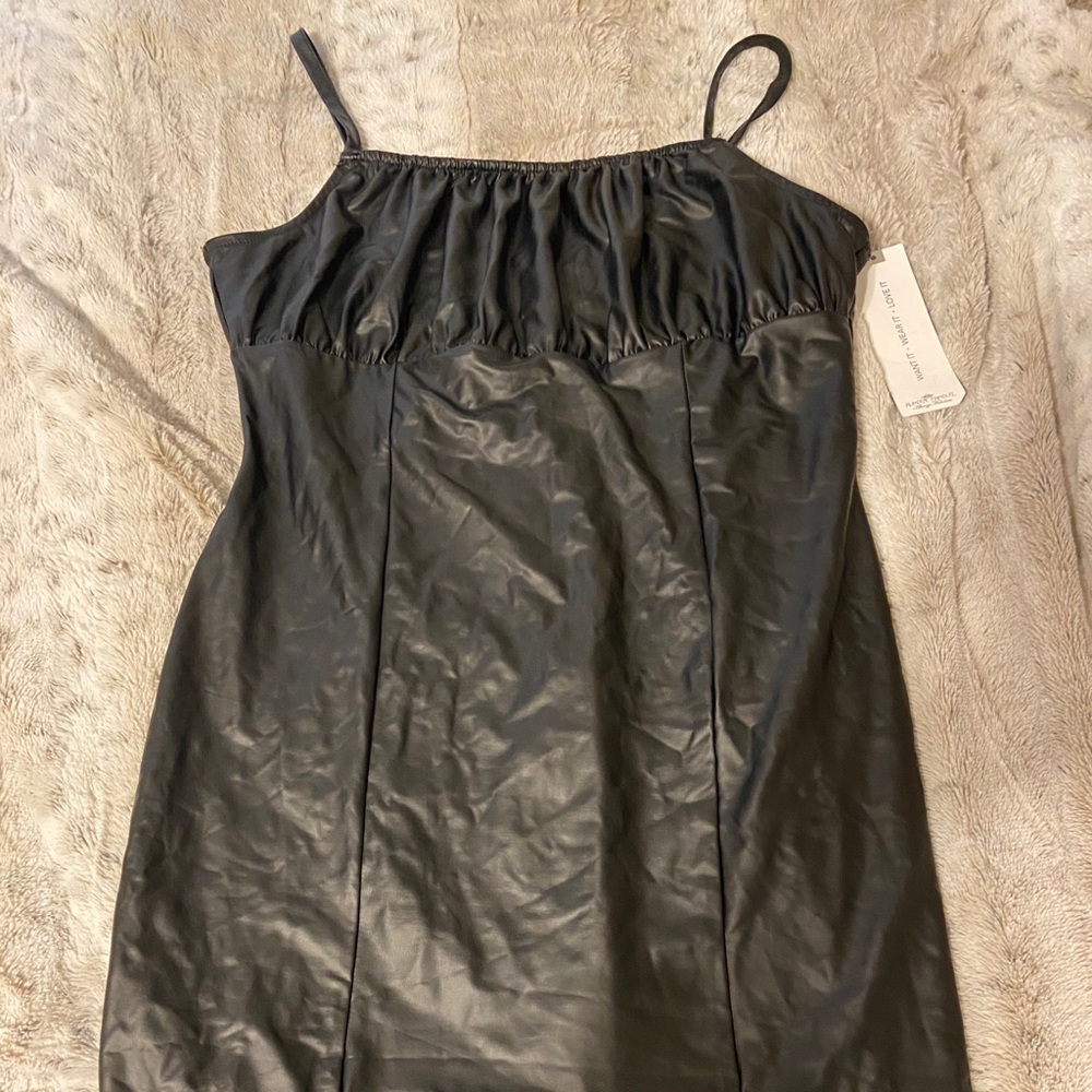 All black leather dress